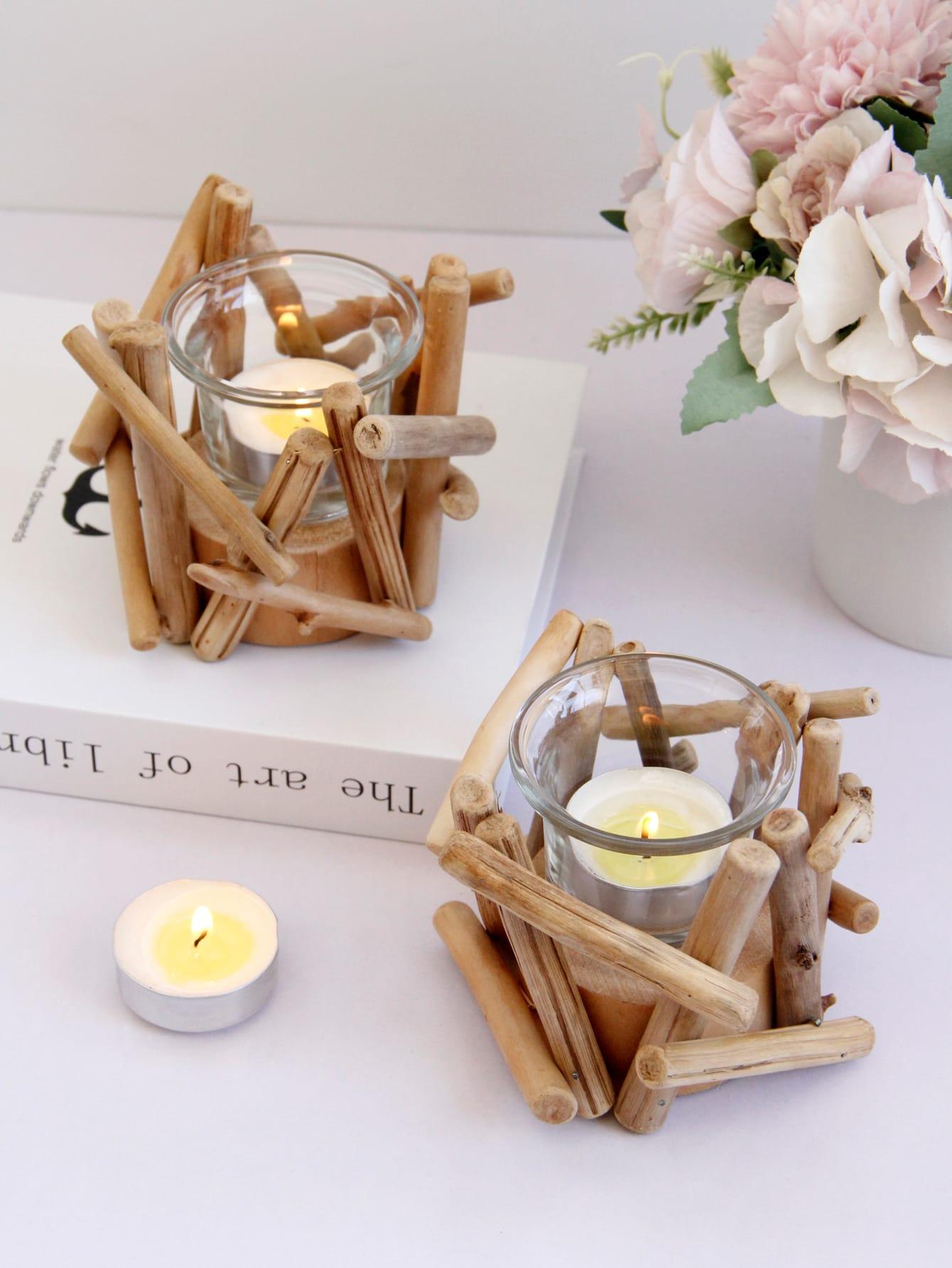 1pc Wooden Candle Holder - Lasercutwraps Shop