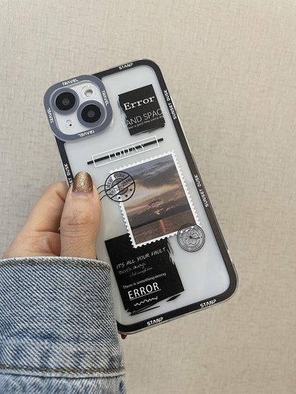 Stamp Pattern Clear Phone Case - Lasercutwraps Shop