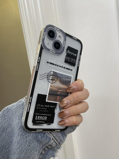 Stamp Pattern Clear Phone Case - Lasercutwraps Shop