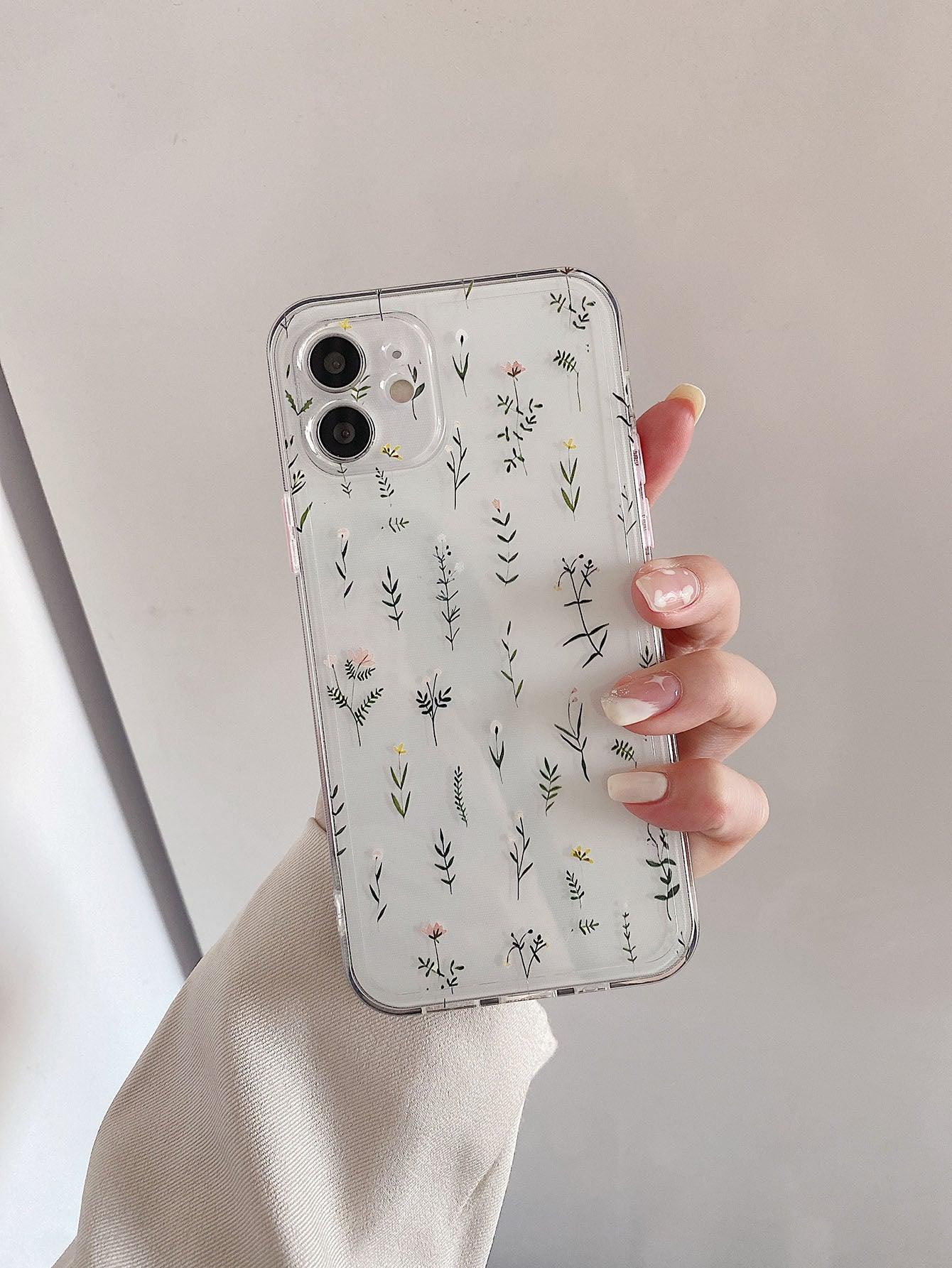 Plants Pattern Clear Phone Case - Lasercutwraps Shop