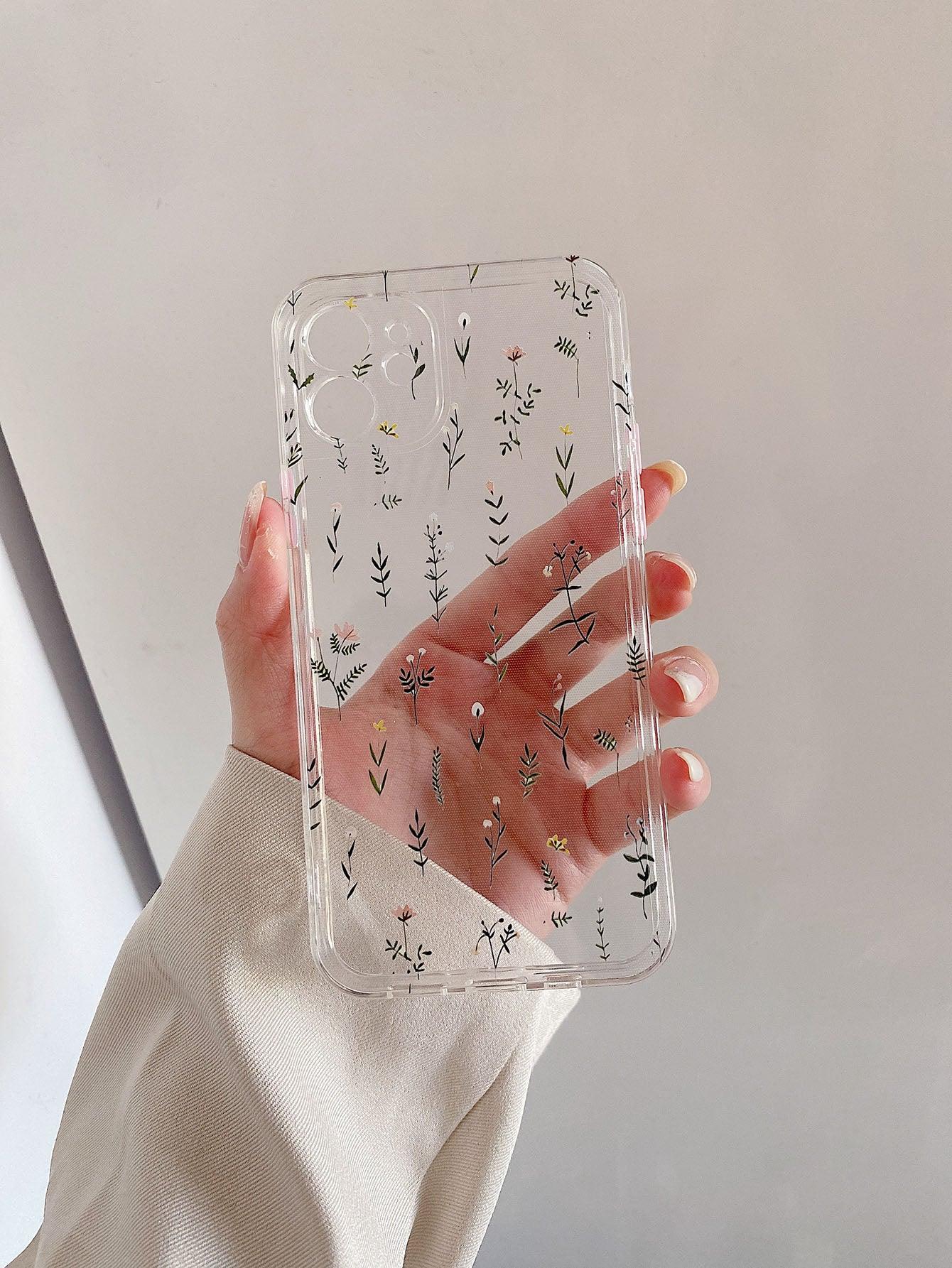 Plants Pattern Clear Phone Case - Lasercutwraps Shop