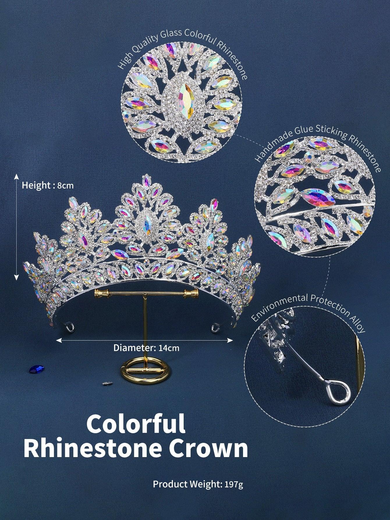 Rhinestone Decor Crown Bridal Hair Accessory - Lasercutwraps Shop