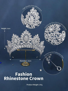 Rhinestone Decor Crown Bridal Hair Accessory - Lasercutwraps Shop