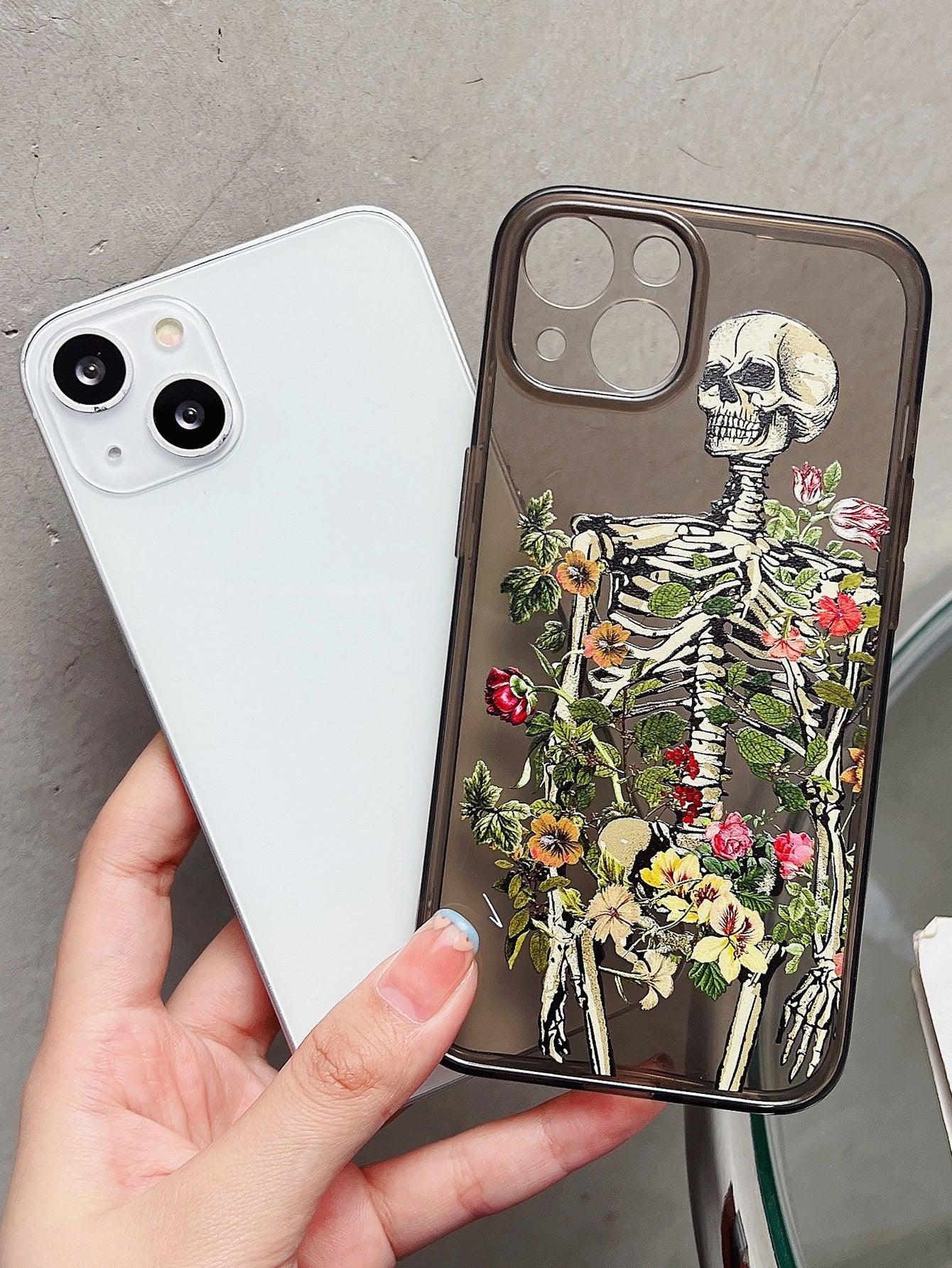 Floral Skeleton Pattern Phone Case - Lasercutwraps Shop