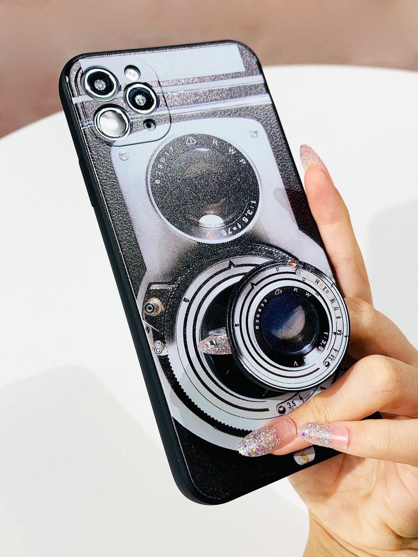 Camera Design Phone Case With Stand-Out Phone Grip - Lasercutwraps Shop