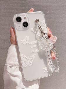 Letter Graphic Clear Phone Case With Hand Strap - Lasercutwraps Shop