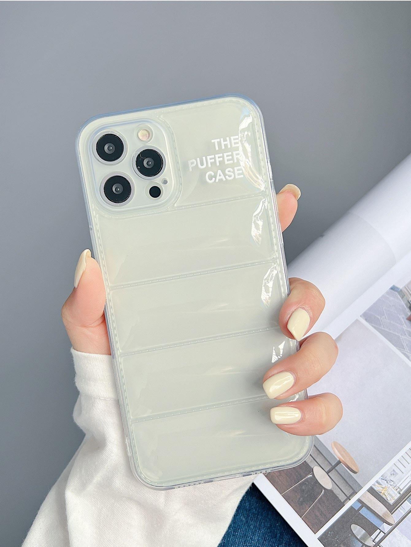 Letter Graphic Clear Puffer Phone Case - Lasercutwraps Shop