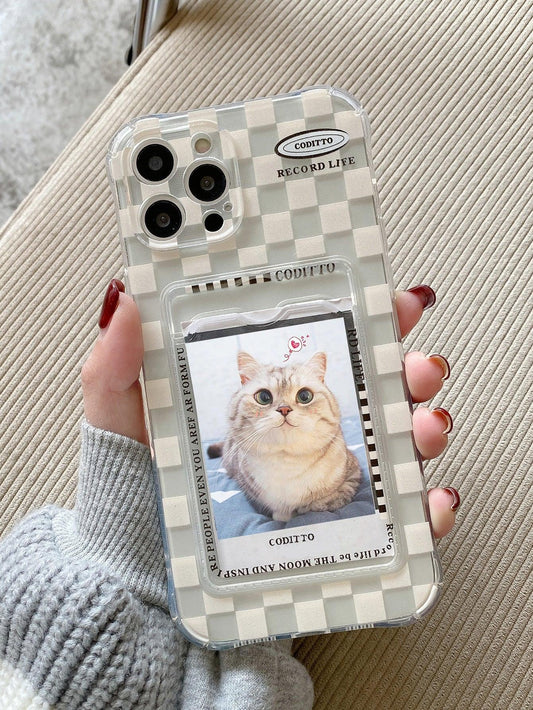 Checkered Phone Case With Card Slot - Lasercutwraps Shop
