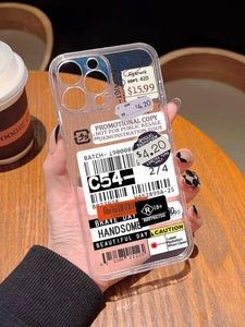 Label Pattern Clear Phone Case - Lasercutwraps Shop