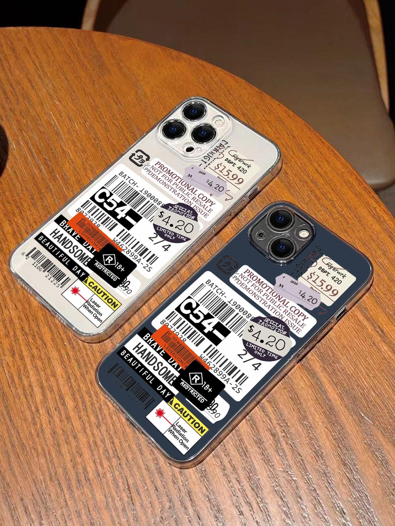 Label Pattern Clear Phone Case - Lasercutwraps Shop