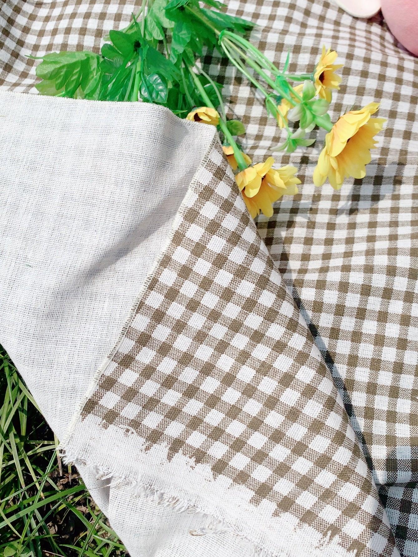 Gingham Print Raw Trim Outdoor Quick-Drying Picnic Mat - Lasercutwraps Shop