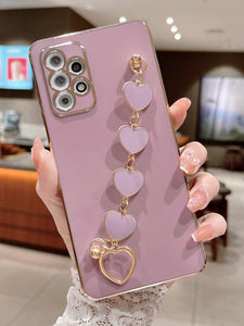 Purple Plating Plain Phone Case With Hand Strap - Lasercutwraps Shop