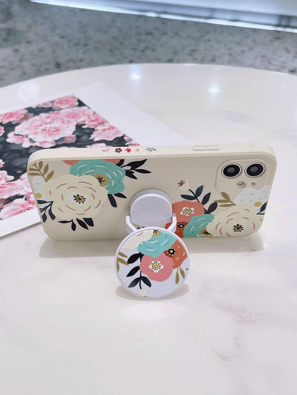 Floral Pattern Phone Case With Stand-Out Holder - Lasercutwraps Shop