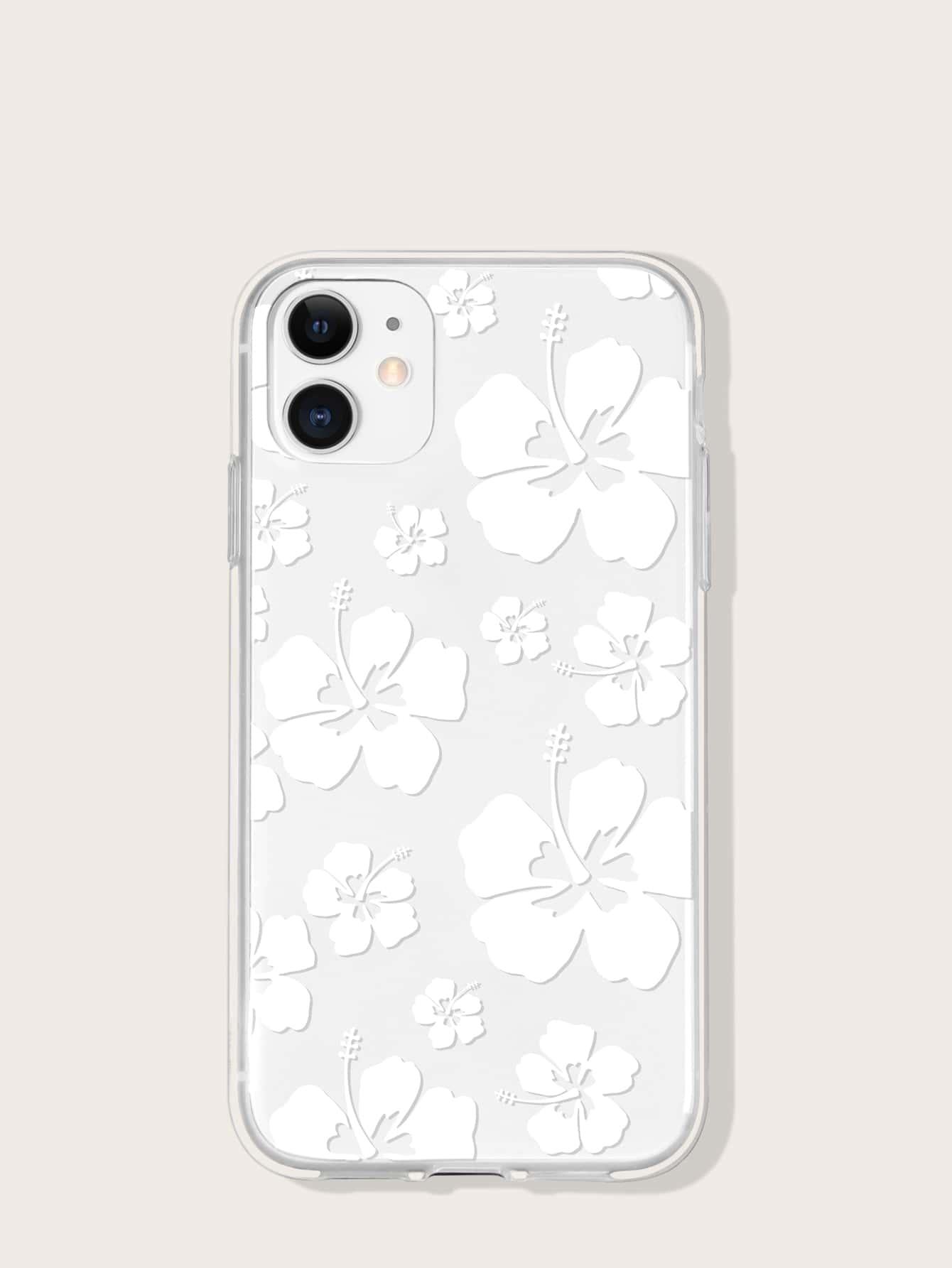 White Flower Pattern Clear Phone Case - Lasercutwraps Shop