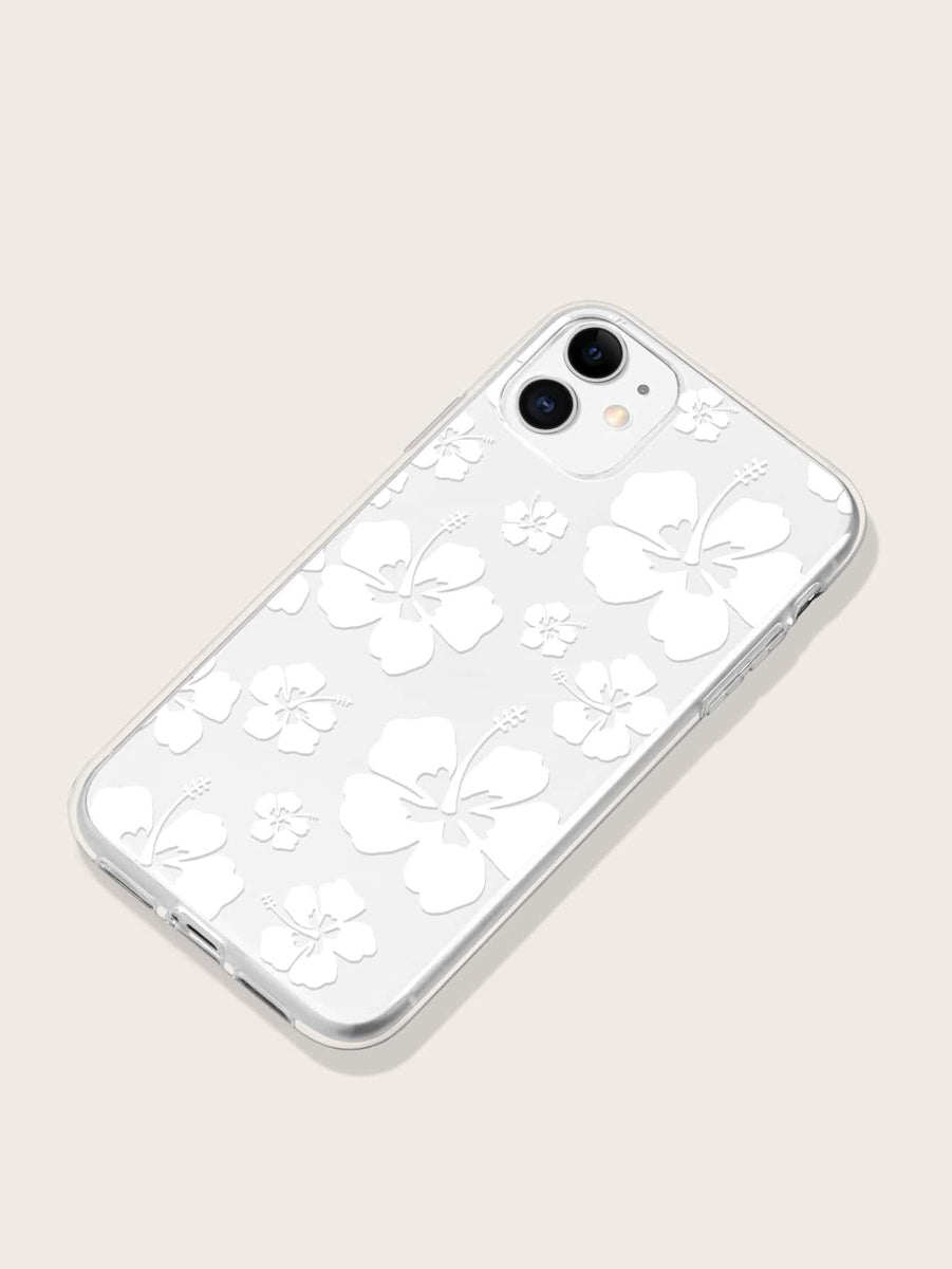 White Flower Pattern Clear Phone Case – Lasercutwraps Shop