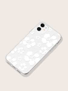 White Flower Pattern Clear Phone Case - Lasercutwraps Shop