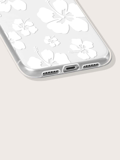 White Flower Pattern Clear Phone Case - Lasercutwraps Shop