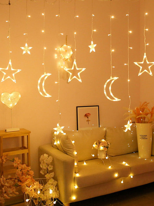 3m Moon & Star Curtain String Light - Lasercutwraps Shop