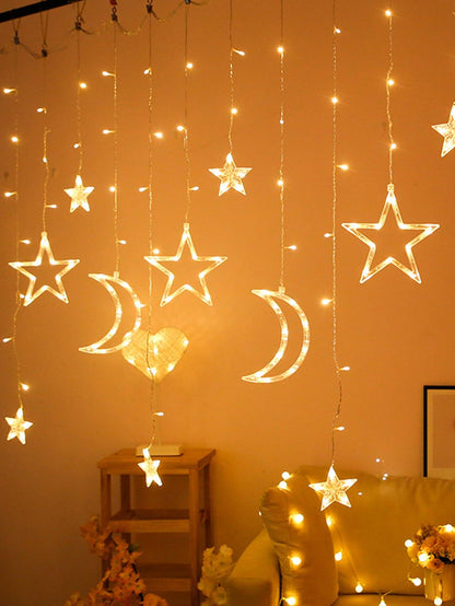 3m Moon & Star Curtain String Light - Lasercutwraps Shop