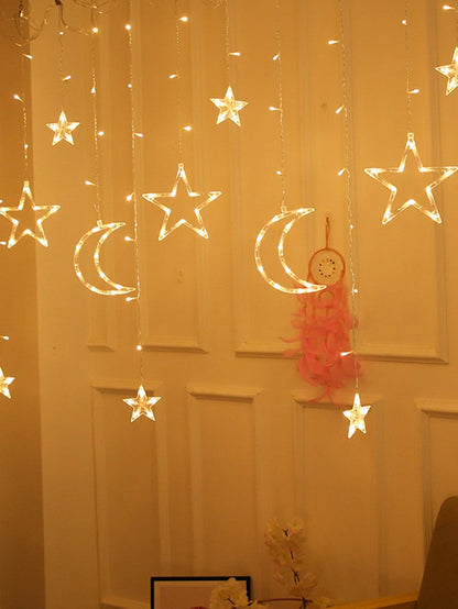 3m Moon & Star Curtain String Light - Lasercutwraps Shop