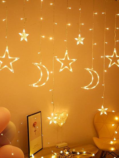 3m Moon & Star Curtain String Light - Lasercutwraps Shop