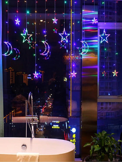 3m Moon & Star Curtain String Light - Lasercutwraps Shop