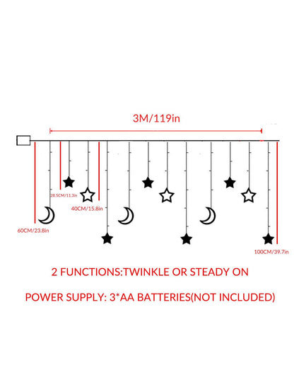 3m Moon & Star Curtain String Light - Lasercutwraps Shop