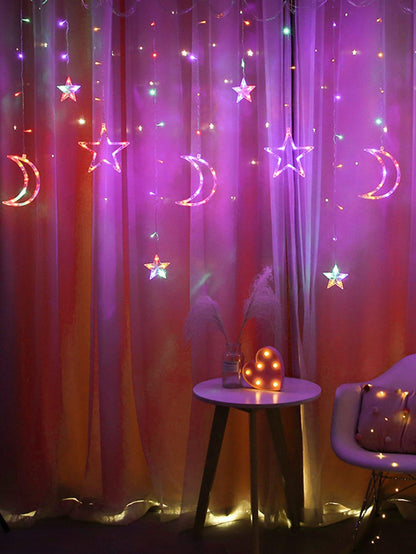 3m Moon & Star Curtain String Light - Lasercutwraps Shop