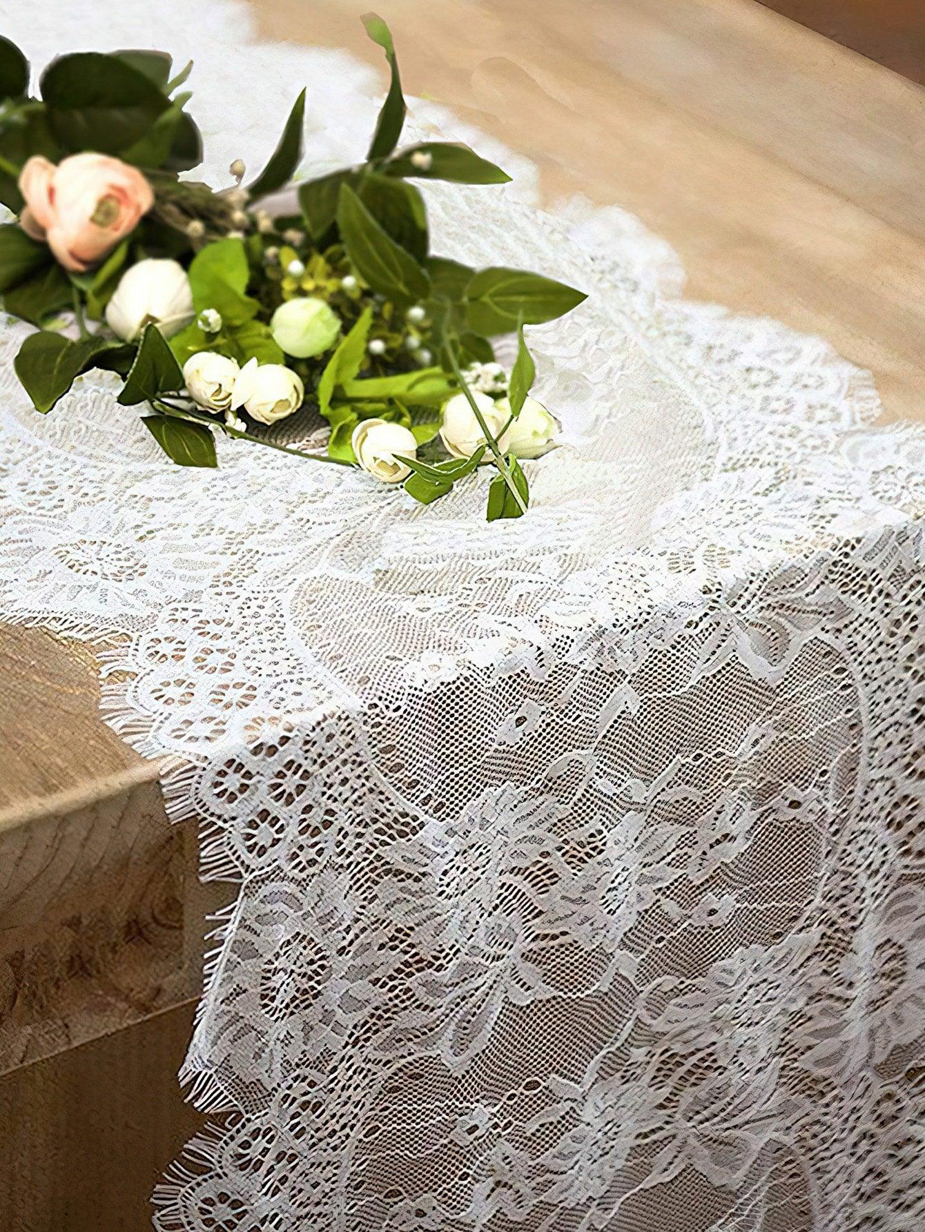Flower Embroidery Disposable Table Runner - Lasercutwraps Shop