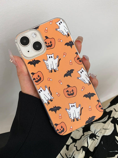 Halloween Ghost & Pumpkin Print Phone Case - Lasercutwraps Shop