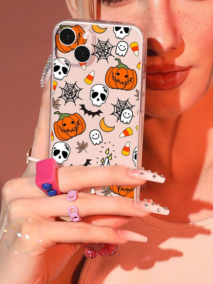 Clear Halloween Skeleton Pattern Phone Case - Lasercutwraps Shop