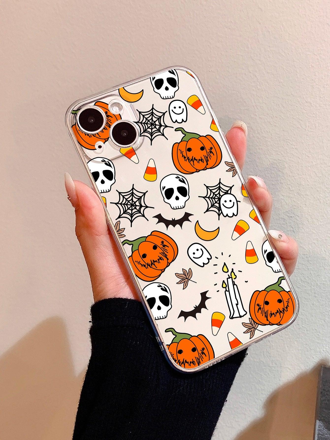 Clear Halloween Skeleton Pattern Phone Case - Lasercutwraps Shop