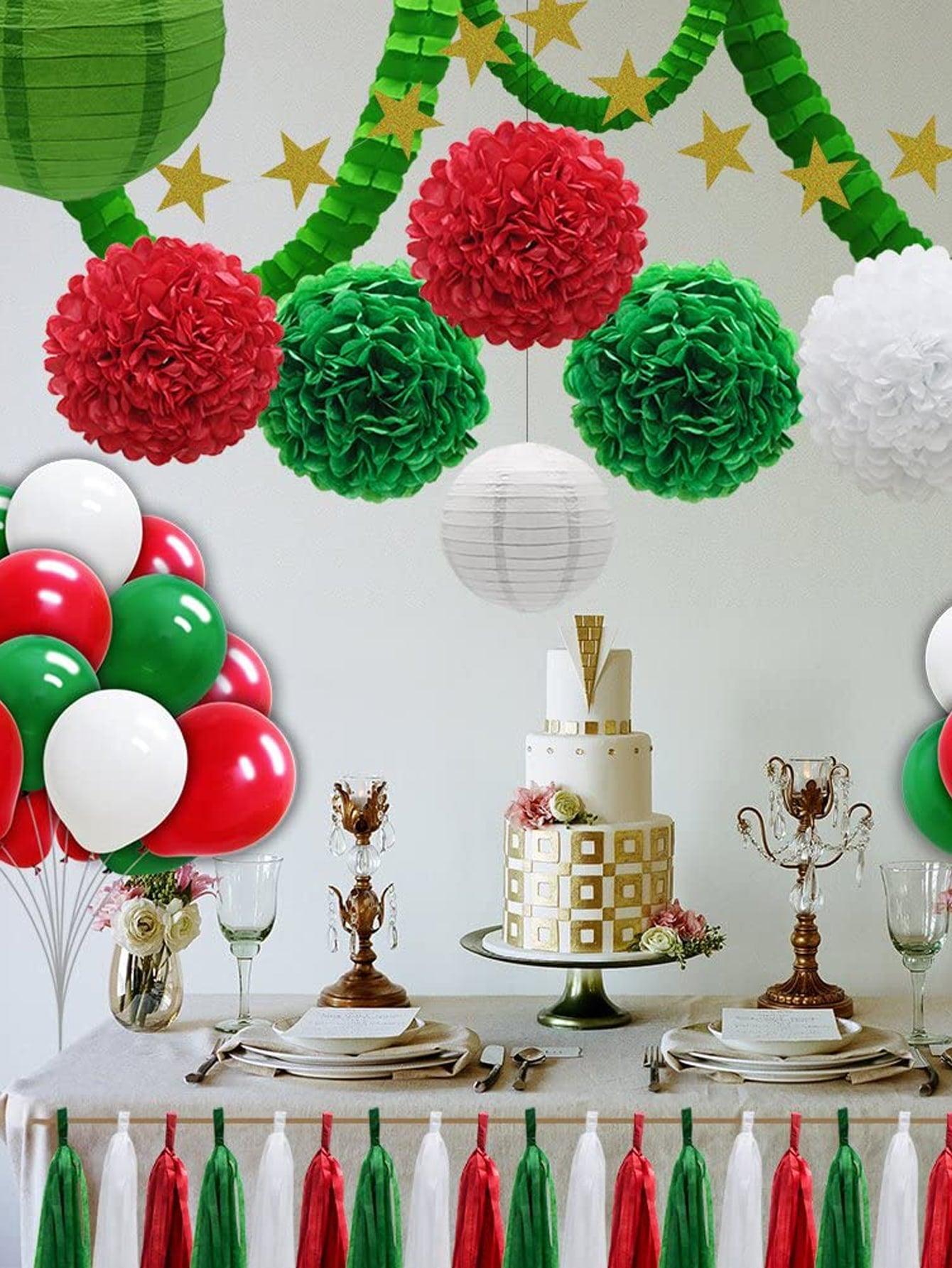 43pcs Christmas Party Garland & Pom Pom Flower & Paper Lantern & Balloon Set - Lasercutwraps Shop