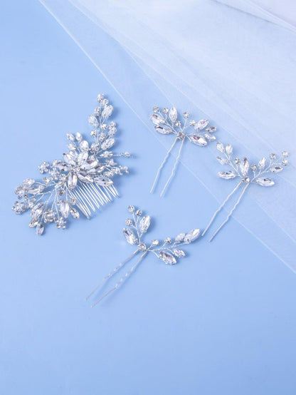 4pcs Rhinestone Decor Bridal Headwear Set - Lasercutwraps Shop