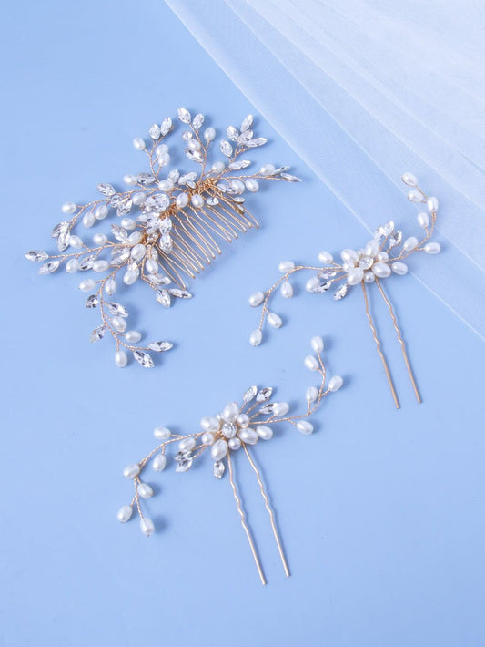 3pcs Faux Pearl Decor Bridal Headwear - Lasercutwraps Shop