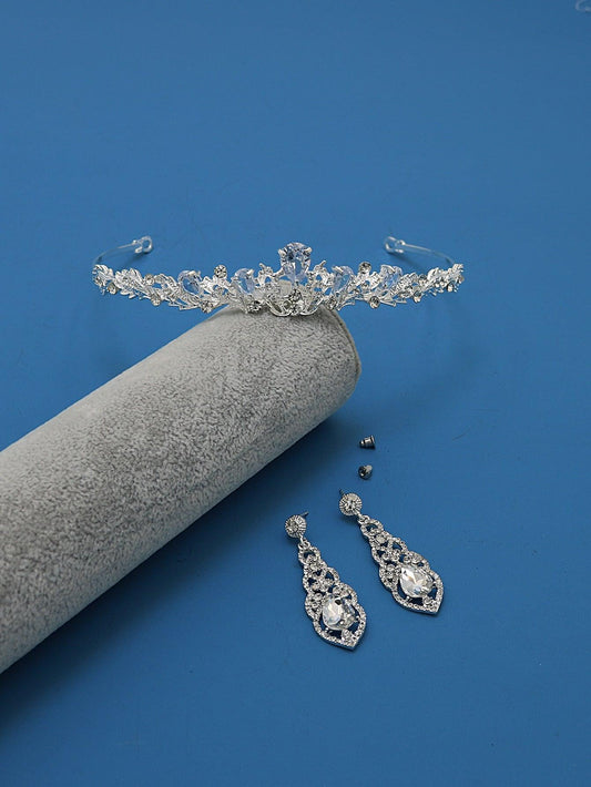 Rhinestone Decor Bridal Headband & Drop Earrings - Lasercutwraps Shop