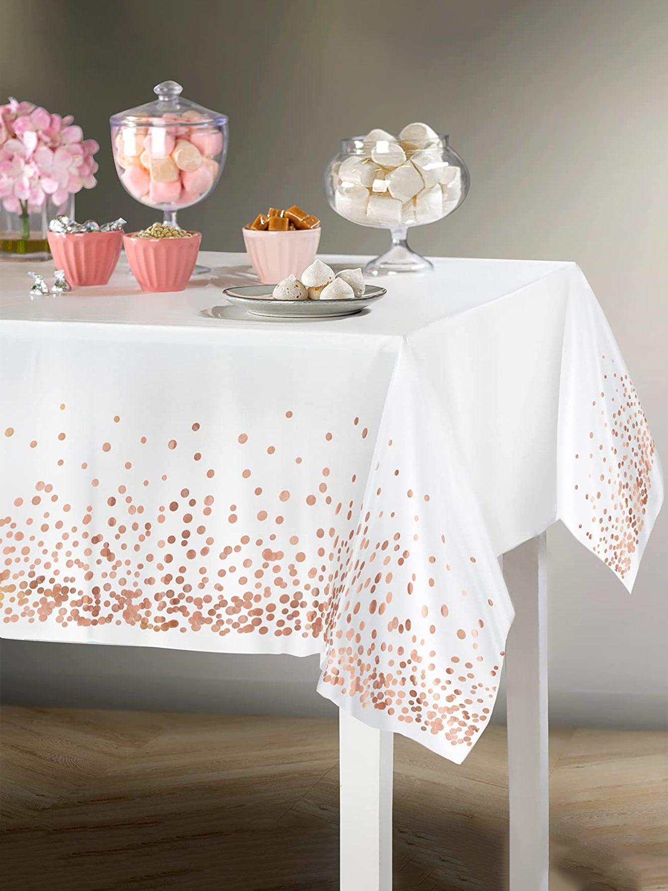 1pc Plastic Disposable Table Cover, Modernist Metallic Polka Dot Disposable Tablecloth For Party - Lasercutwraps Shop
