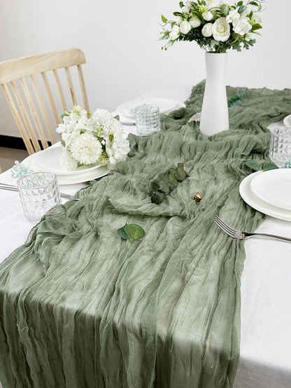 1pc 90*180cm Khaki Disposable Table Cover, Modern Polyester Ruched Disposable Tablecloth For Party - Lasercutwraps Shop