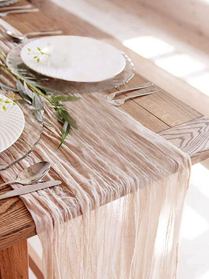 1pc 90*180cm Khaki Disposable Table Cover, Modern Polyester Ruched Disposable Tablecloth For Party - Lasercutwraps Shop