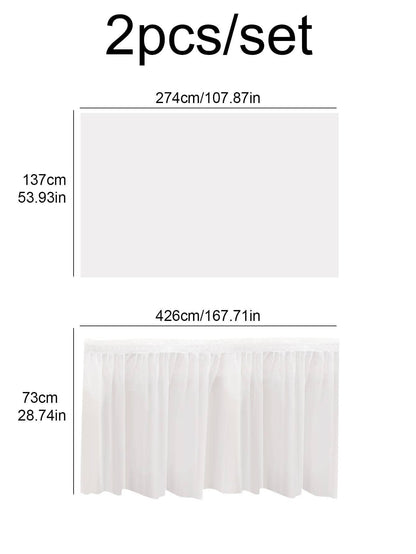 2pcs Solid Color Disposable Table Cover, Modern PEVA White Disposable Tablecloth For Kitchen - Lasercutwraps Shop