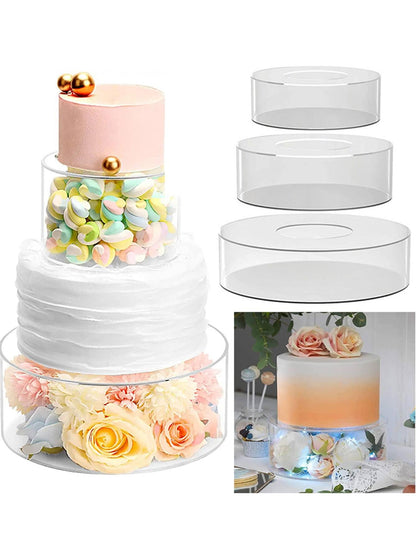 1pc Clear Acrylic Cake Separator With Fillable Compartment For Party & Wedding Theme Cake Decoration Prop - Lasercutwraps Shop