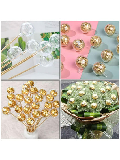 10pcs Transparent Round Acrylic Cover&10pcs skewer, Valentine's Day Flower Bouquet DIY Material, Flower Wrapping - Lasercutwraps Shop