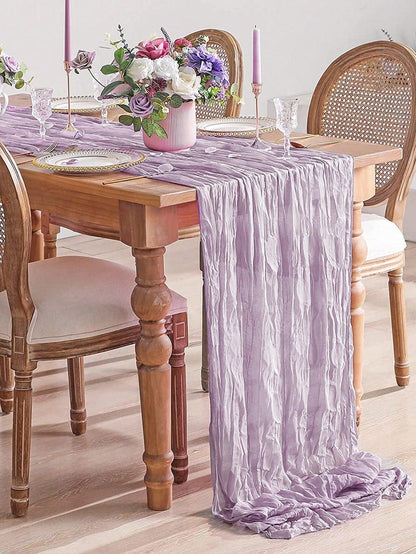 1pc 90*180cm Khaki Disposable Table Cover, Modern Polyester Ruched Disposable Tablecloth For Party - Lasercutwraps Shop