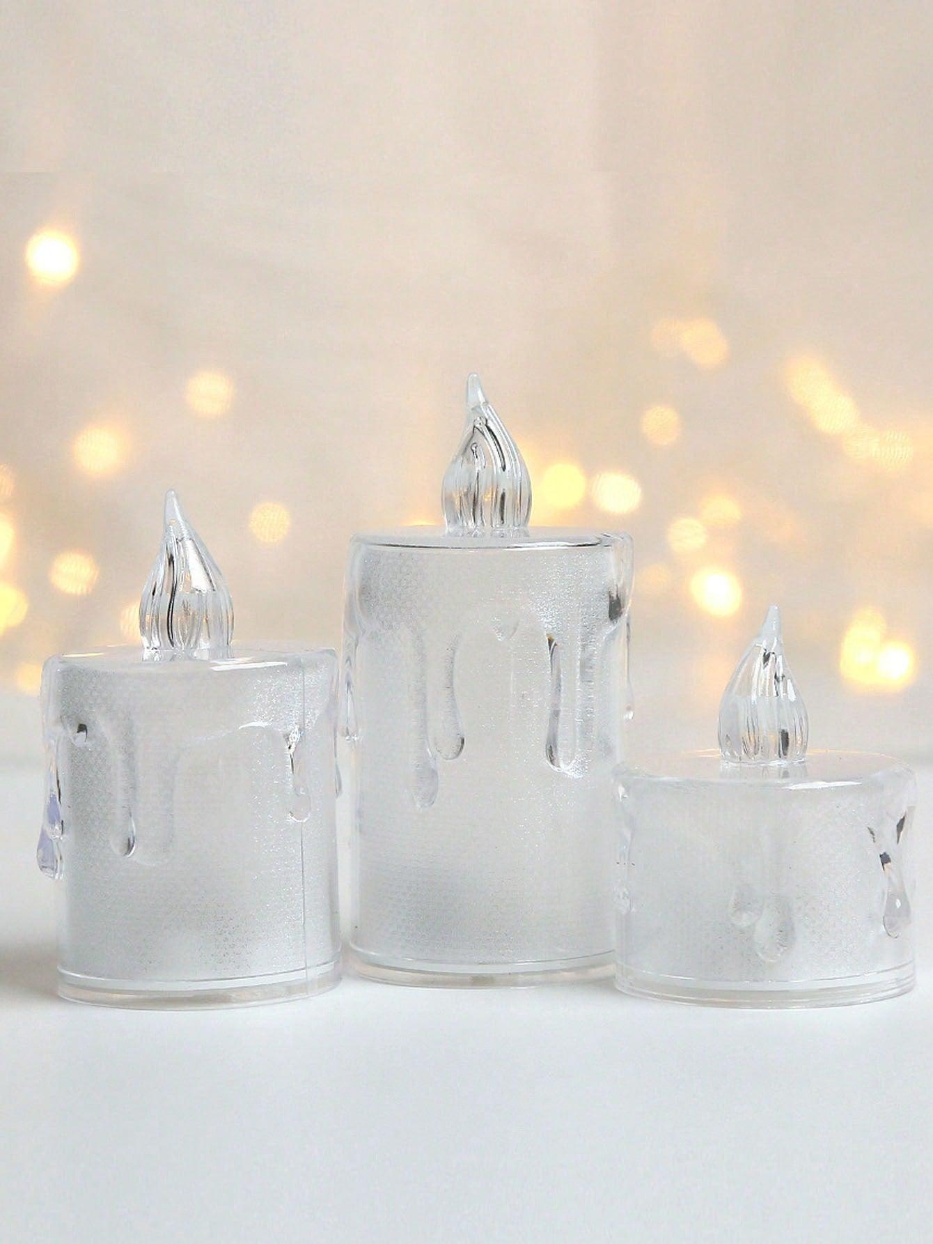 3PCS led electronic candle Acrylic crystal light candle light Christmas decoration atmosphere mini nightlight tabletop decoration - Lasercutwraps Shop