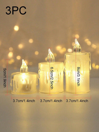 3PCS led electronic candle Acrylic crystal light candle light Christmas decoration atmosphere mini nightlight tabletop decoration - Lasercutwraps Shop