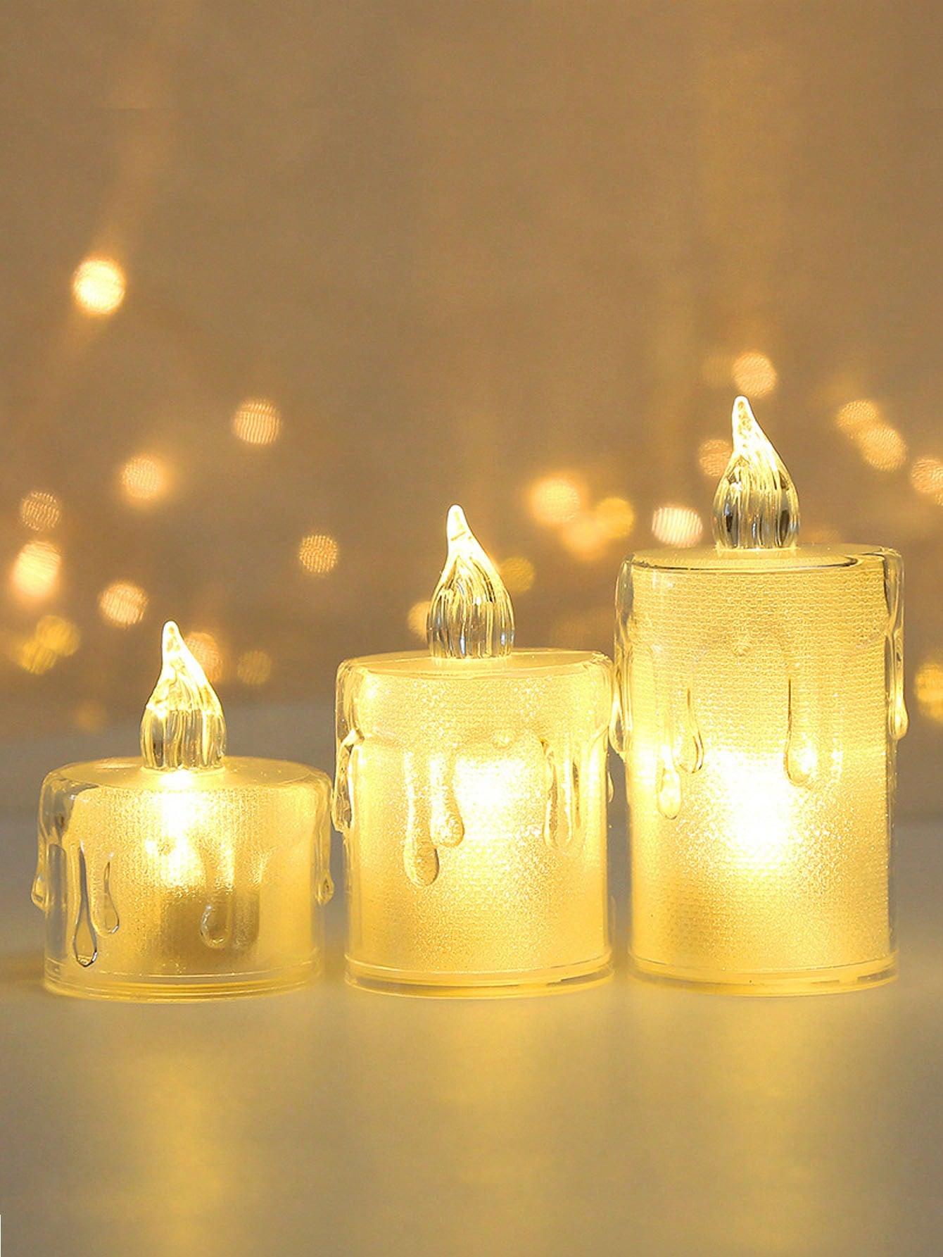 3PCS led electronic candle Acrylic crystal light candle light Christmas decoration atmosphere mini nightlight tabletop decoration - Lasercutwraps Shop