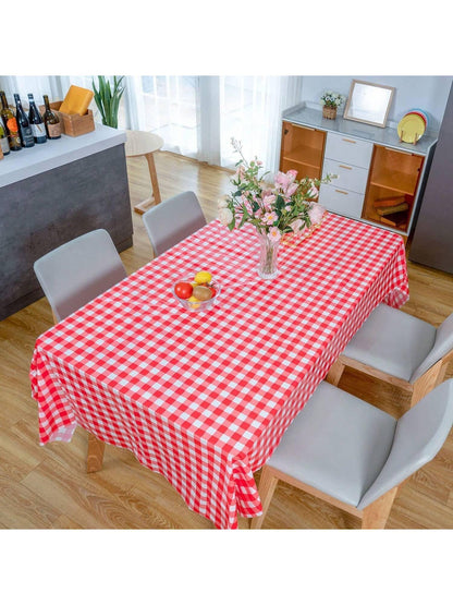 1pc PEVA Disposable Table Cover, Plaid Pattern Disposable Tablecloth For Party, Picnic - Lasercutwraps Shop