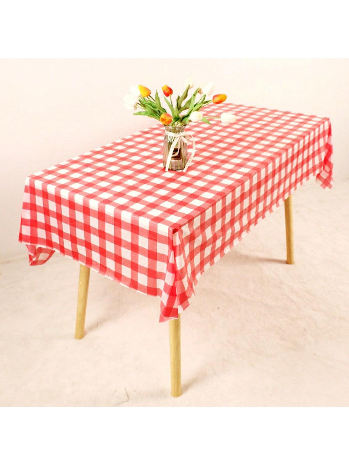 1pc PEVA Disposable Table Cover, Plaid Pattern Disposable Tablecloth For Party, Picnic - Lasercutwraps Shop