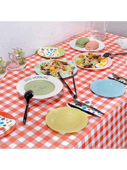 1pc PEVA Disposable Table Cover, Plaid Pattern Disposable Tablecloth For Party, Picnic - Lasercutwraps Shop