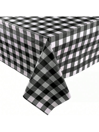 1pc PEVA Disposable Table Cover, Plaid Pattern Disposable Tablecloth For Party, Picnic - Lasercutwraps Shop